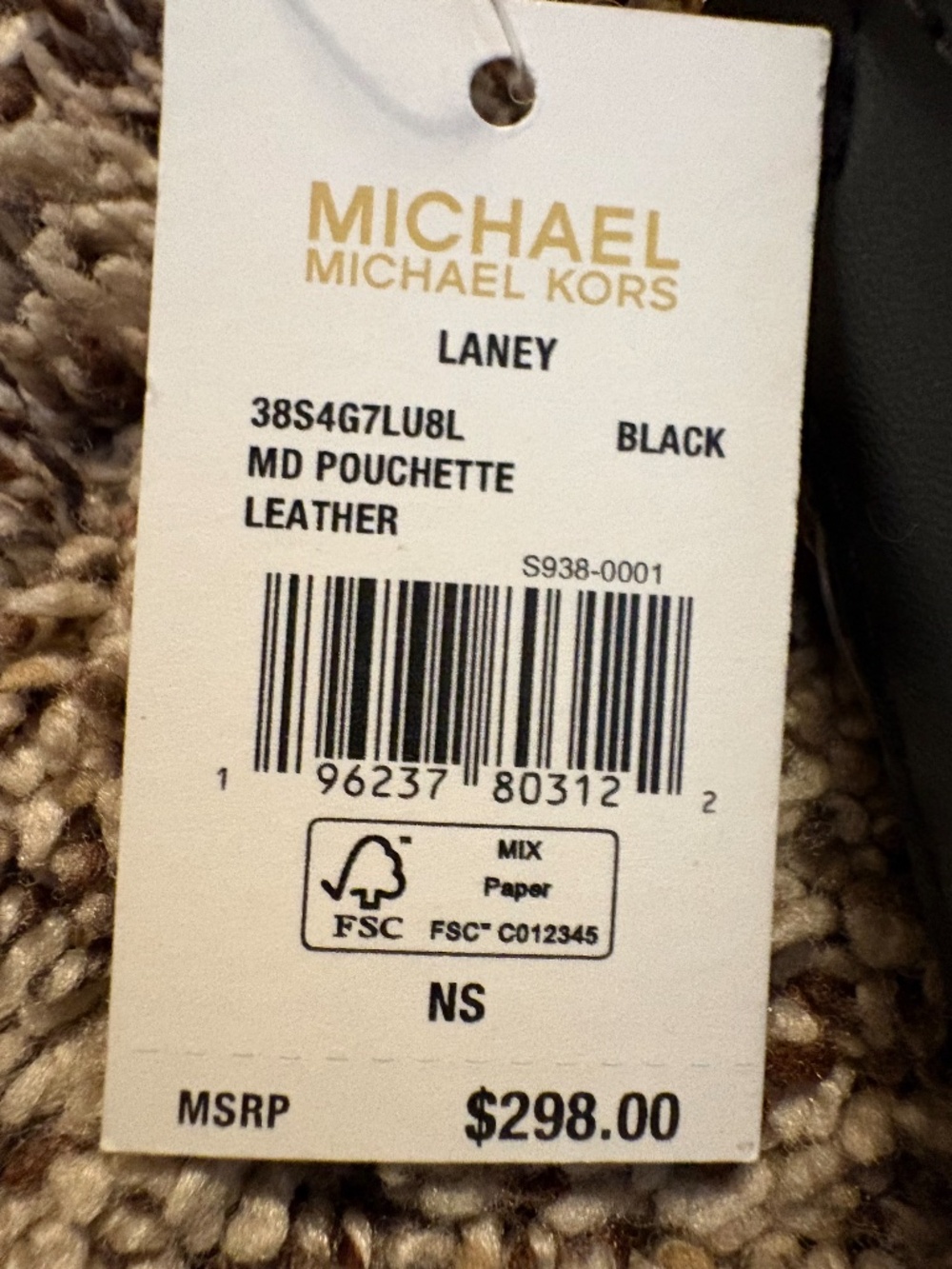 NWT Michael Kors Laney Medium Pochette – Black Leather Crossbody - Picture 4 of 6